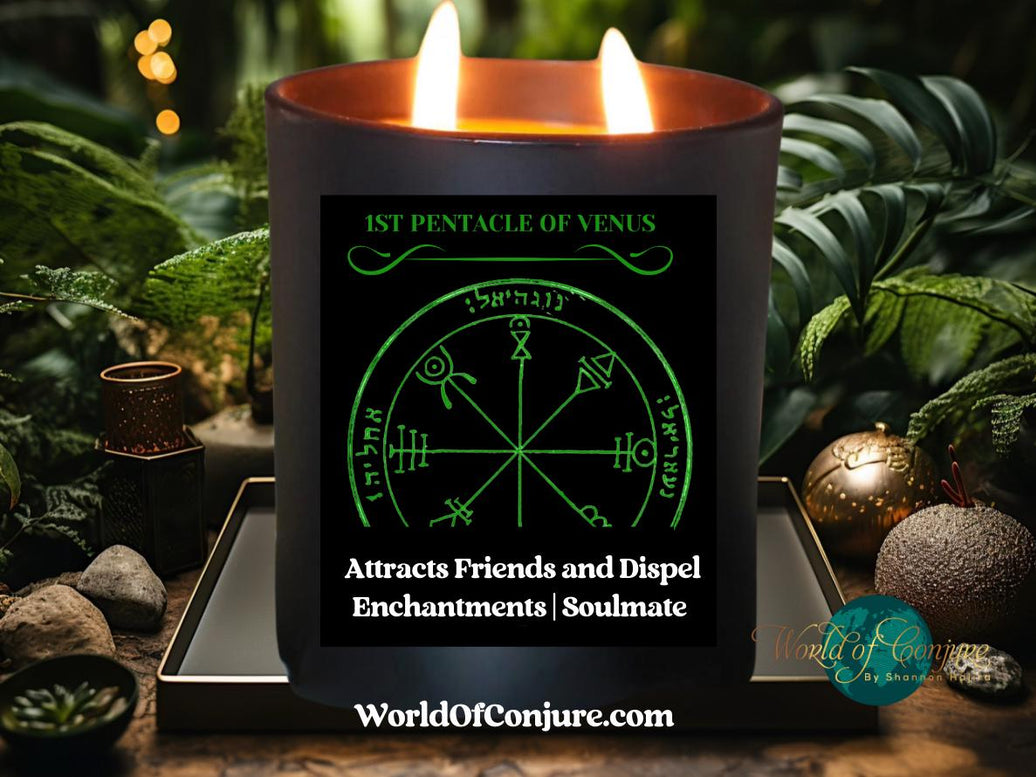Attract Friends | Dispel Enchantments | Soulmate | King Solomon 1st Pentacle of Venus Ritual Candle Kit | King Solomon