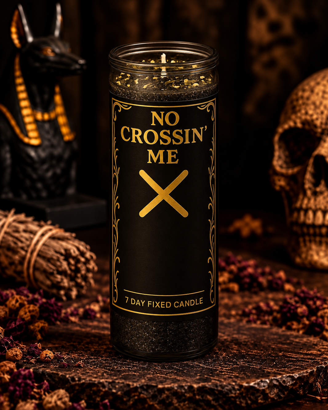 No Crossing Me Candle & Oil Duo for Protection & Enemy Blockin’ | Stop That Mess Cold | Backfire & Bounce-Back Rootwork