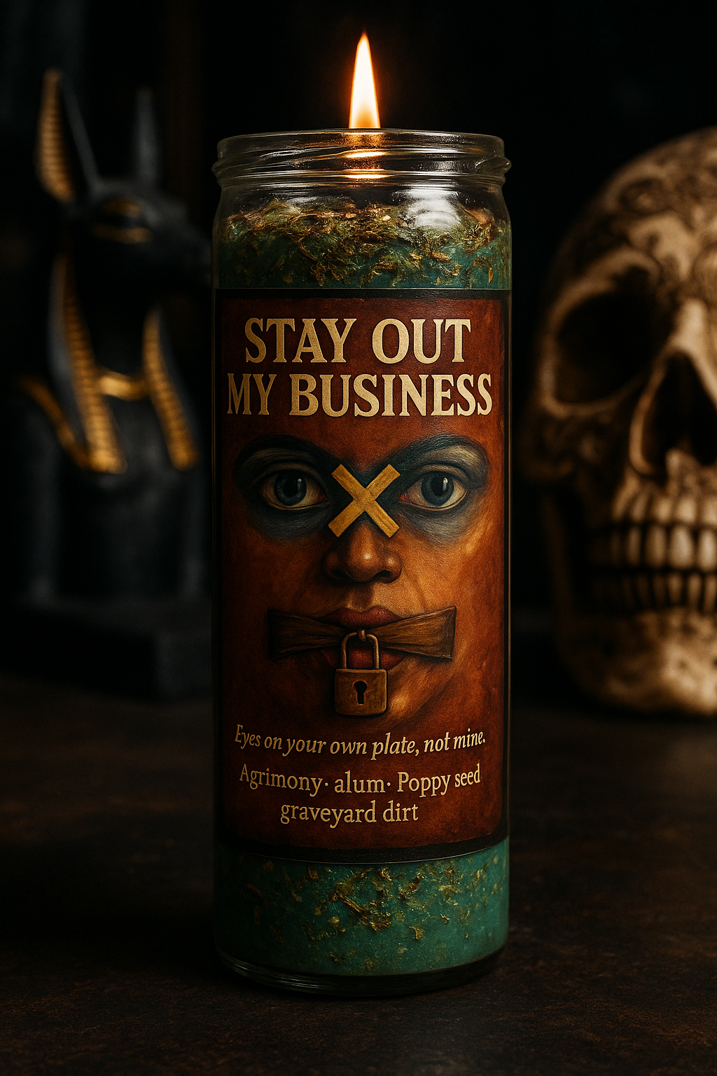 Stay Out My Business Candle | Block Gossipers | Gossip Protection | Block Nosy Folks | Hoodoo Shut Mouth Work | Fixed Rootwork Candle