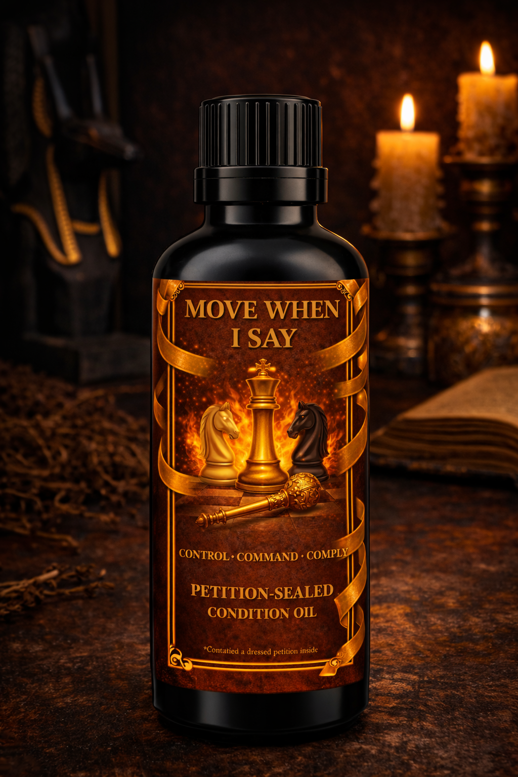 Move When I Say Condition Oil | Control • Command • Comply | Petition-Sealed Rootwork Oil