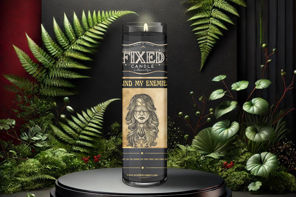 Blind Your Enemies Candle | Hide Your Work | Cloak Intentions | Fixed Dressed 7 Day Glass Candle