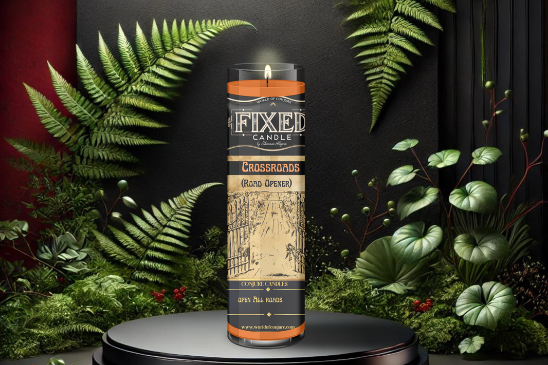 CrossRoads Candle | Road Opener Ritual | Remove Blockages & Open New Paths | Fixed Dressed 7 Day Glass Candle
