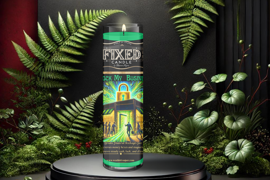 Unblock My Business Candle | Break Hexes, Clear Blockages, Draw Customers | Fixed Dressed 7 Day Glass Candle