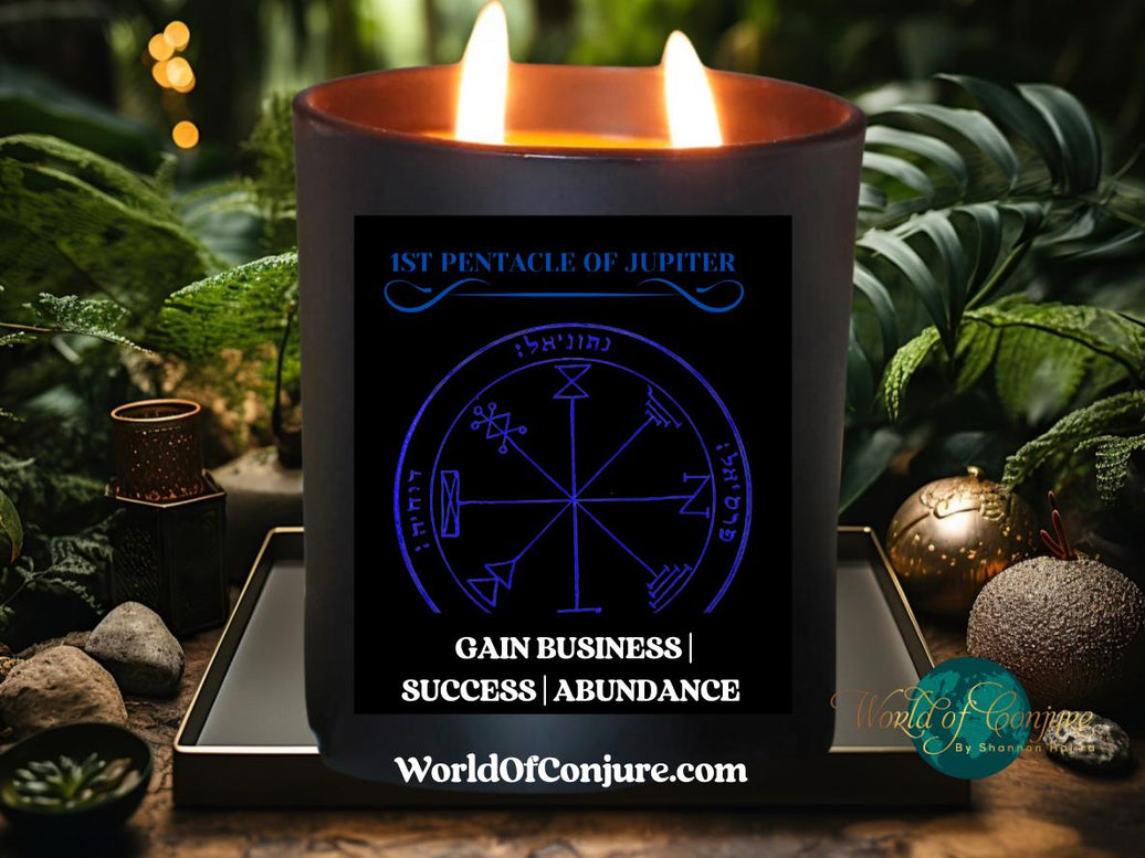 Gain Business | Success & Abundance | Honor | Wealth | 1st Pentacle Of Jupiter Conjure Candle Kit | King Solomon