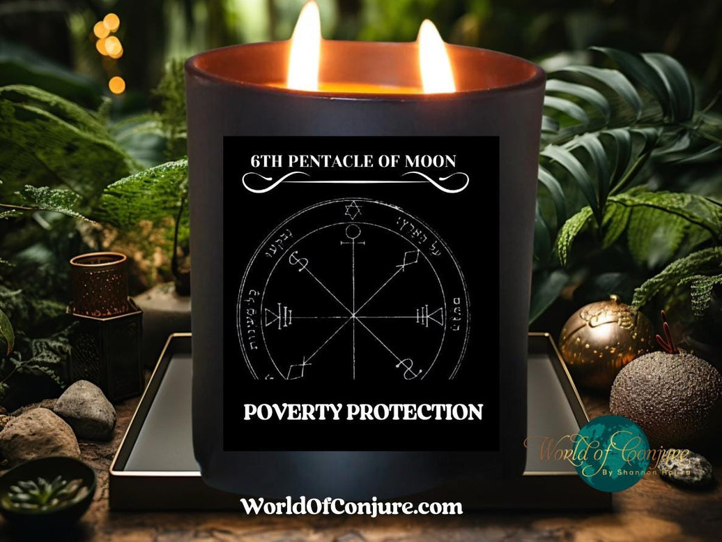 Poverty Protection | 6th Pentacle of the Moon Conjure Candle Kit | King Solomon