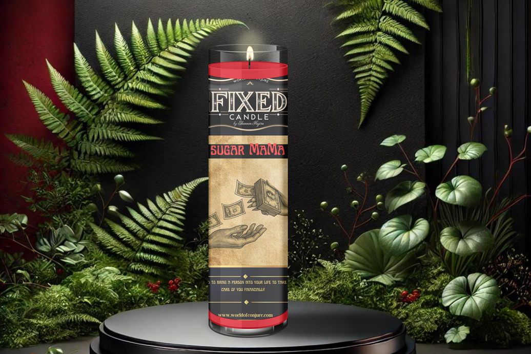 Suga’ Mama Candle | Attract Wealthy Women, Gifts & Financial Devotion | Fixed Dressed 7 Day Glass Candle