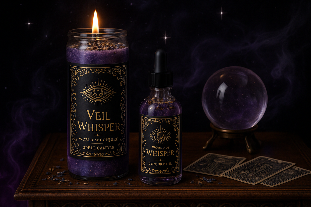 🌫️ Veil Whisper Candle & Oil Duo for Spirit Communication | Ancestral Messages & Psychic Sight