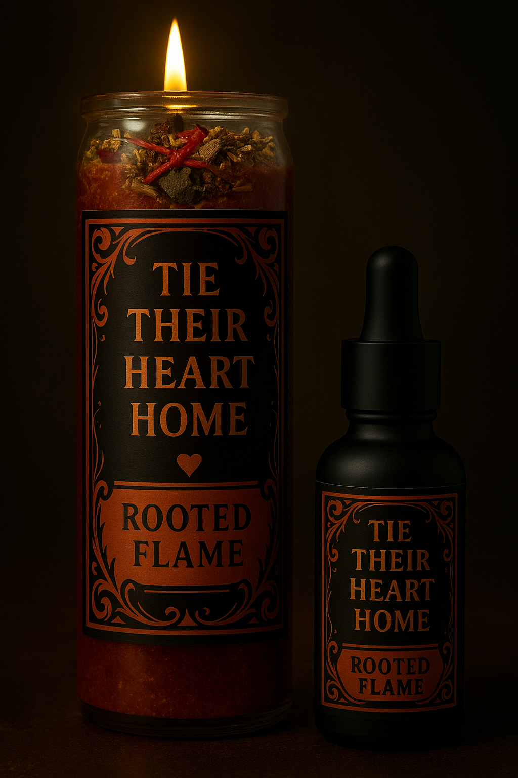 Tie Their Heart Home | Lover Return, Binding |  Rooted Flame Ritual Candle & Oil Duo