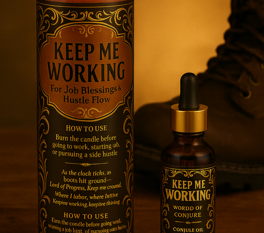 🕯️ Keep Me Working Candle & Oil Duo for Job Blessings |Steady Money