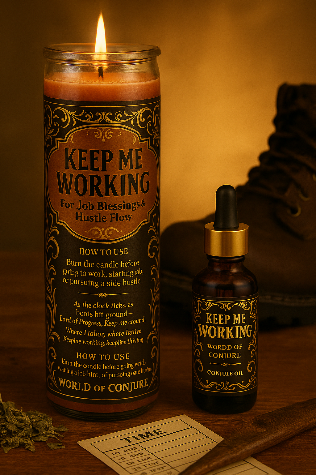 🕯️ Keep Me Working Candle & Oil Duo for Job Blessings |Steady Money