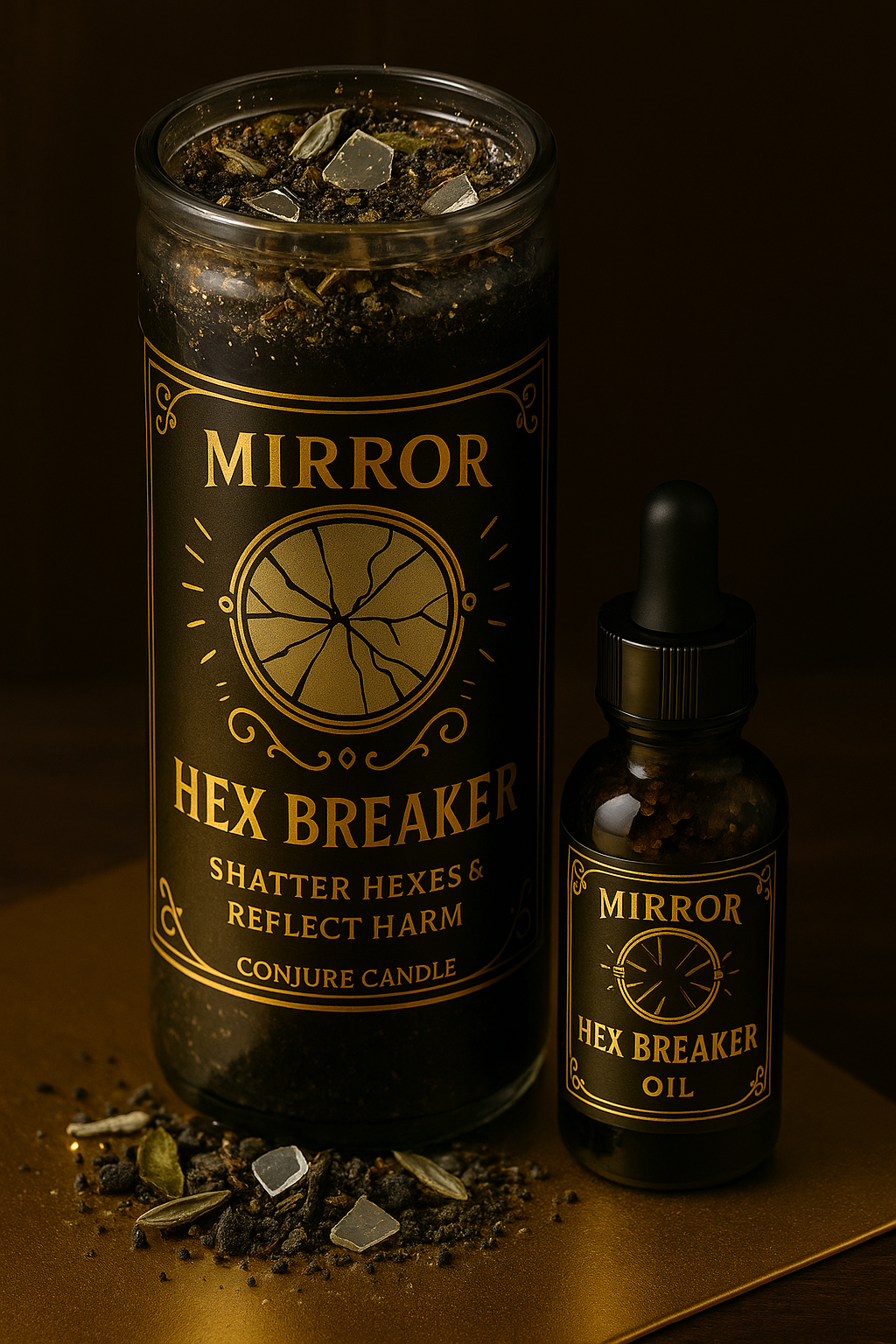 Mirror Hex Breaker Candle & Oil Duo for Reversal & Reflection | Send That Mess Back