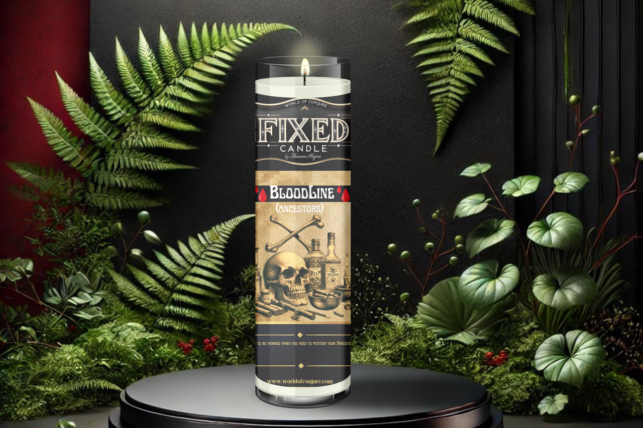 BloodLine Candle | Ancestors Fixed Ritual Candle | Altar Work | Fixed Dressed 7 Day Glass Candle