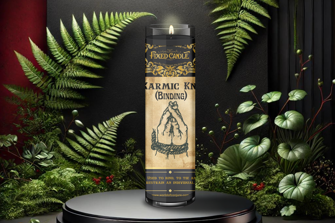 Karmic Knot Candle | Binding, Stop Enemies, Tie Up Trouble | Fixed Dressed 7 Day Glass Candle