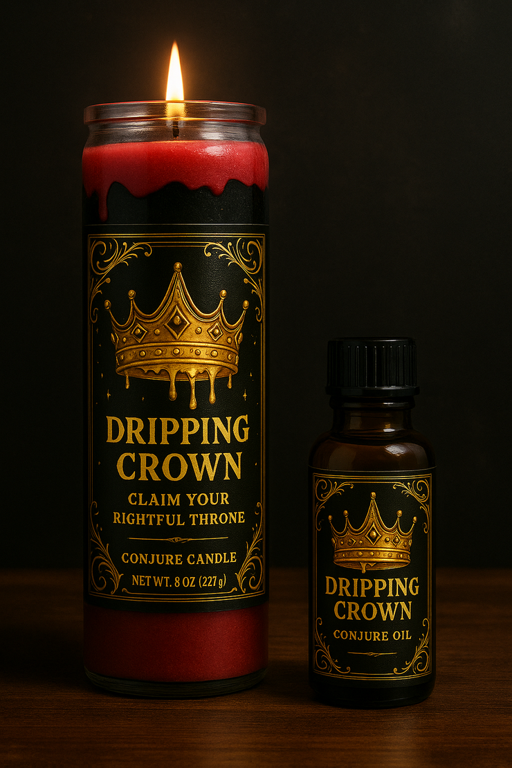 👑 Dripping Crown Candle & Oil Duo for Wealth, Royal Power & Sweet Dominion | Boss Up Ritual