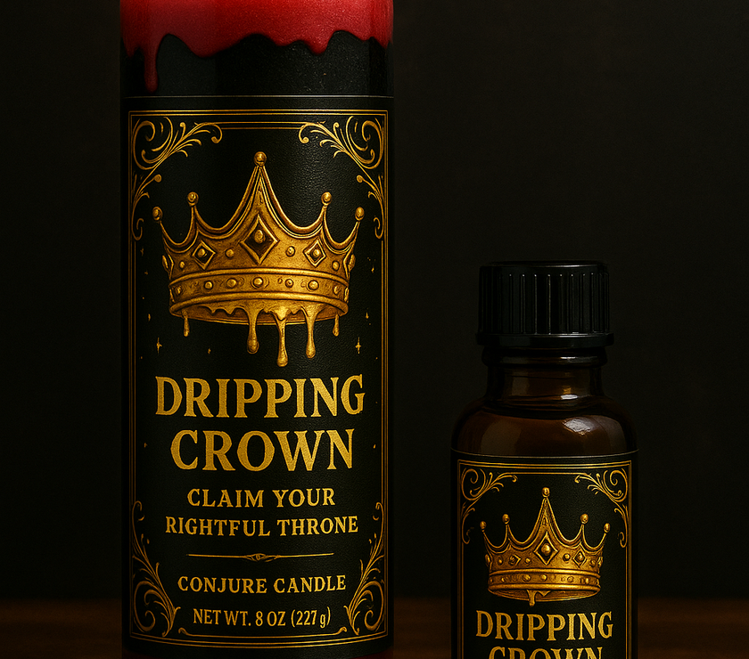 👑 Dripping Crown Candle & Oil Duo for Wealth, Royal Power & Sweet Dominion | Boss Up Ritual
