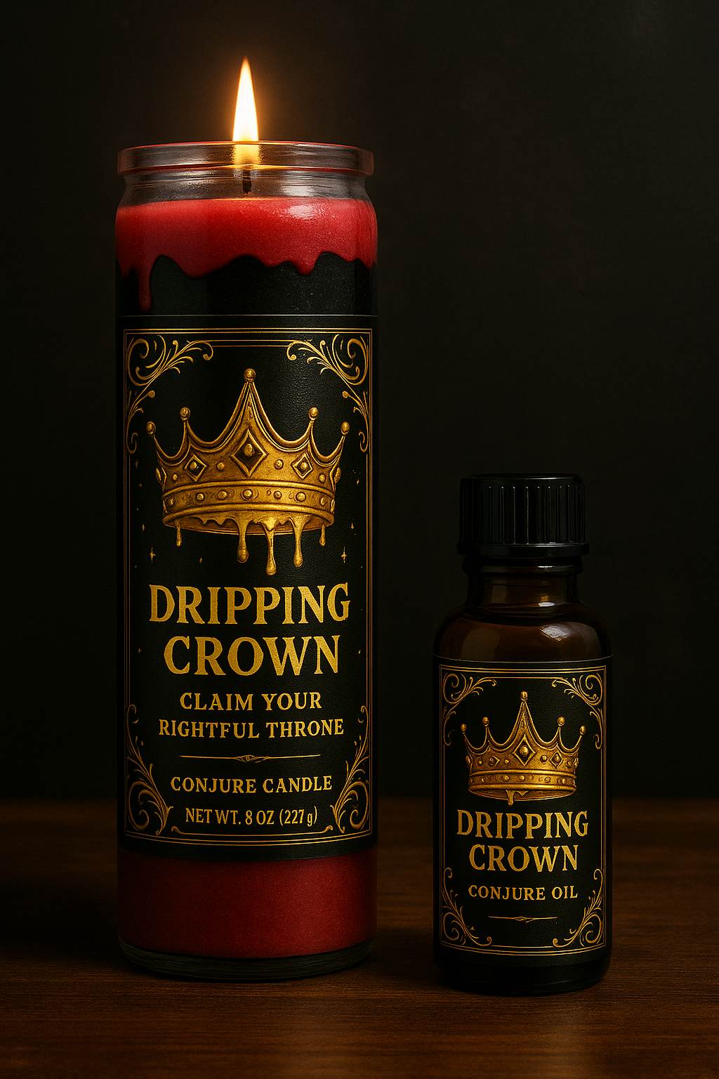 👑 Dripping Crown Candle & Oil Duo for Wealth, Royal Power & Sweet Dominion | Boss Up Ritual