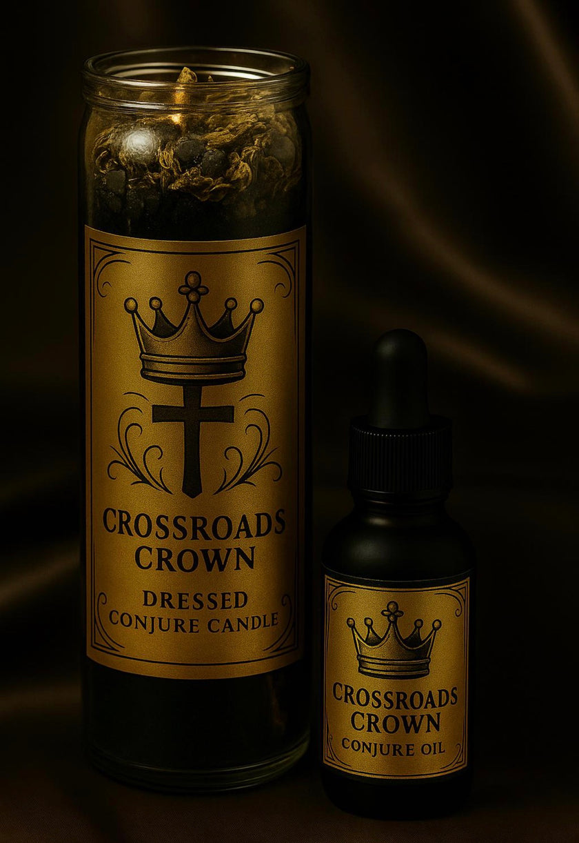 Crossroads Crown Candle & Oil Duo for Power Decisions | Road Opening + Spiritual Authority