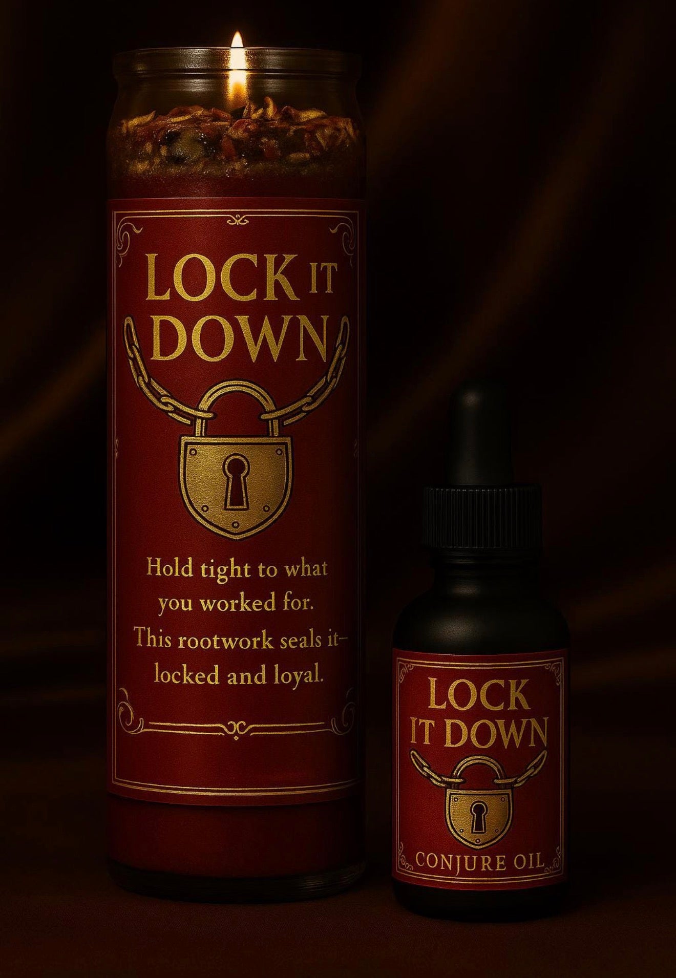 Lock It Down Candle & Oil Duo for Commitment & Spiritual Binding | Hold What’s Yours