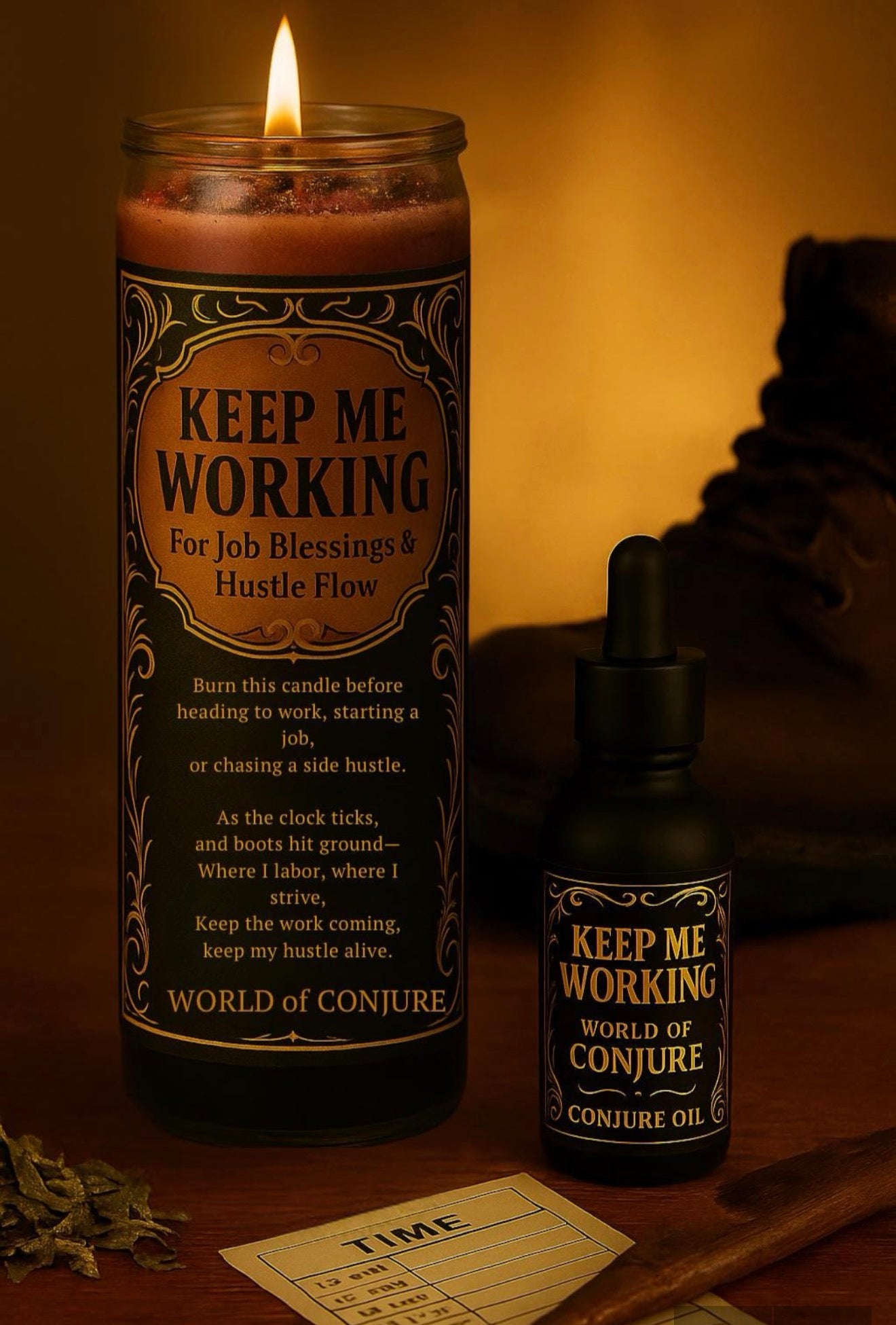 Keep Me Working Candle & Oil Duo for Job Blessings |Steady Money