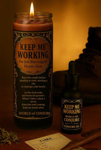 Keep Me Working Candle & Oil Duo for Job Blessings |Steady Money