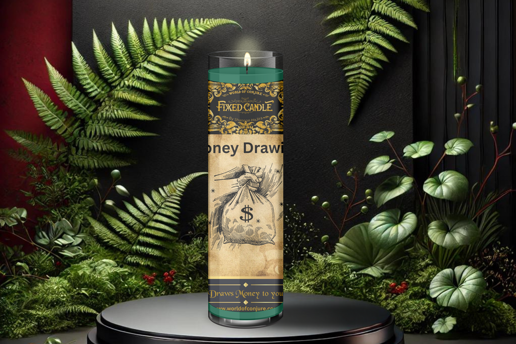 Money Drawing Candle | Attract Wealth, Luck & Prosperity | Fixed Dressed 7 Day Glass Candle