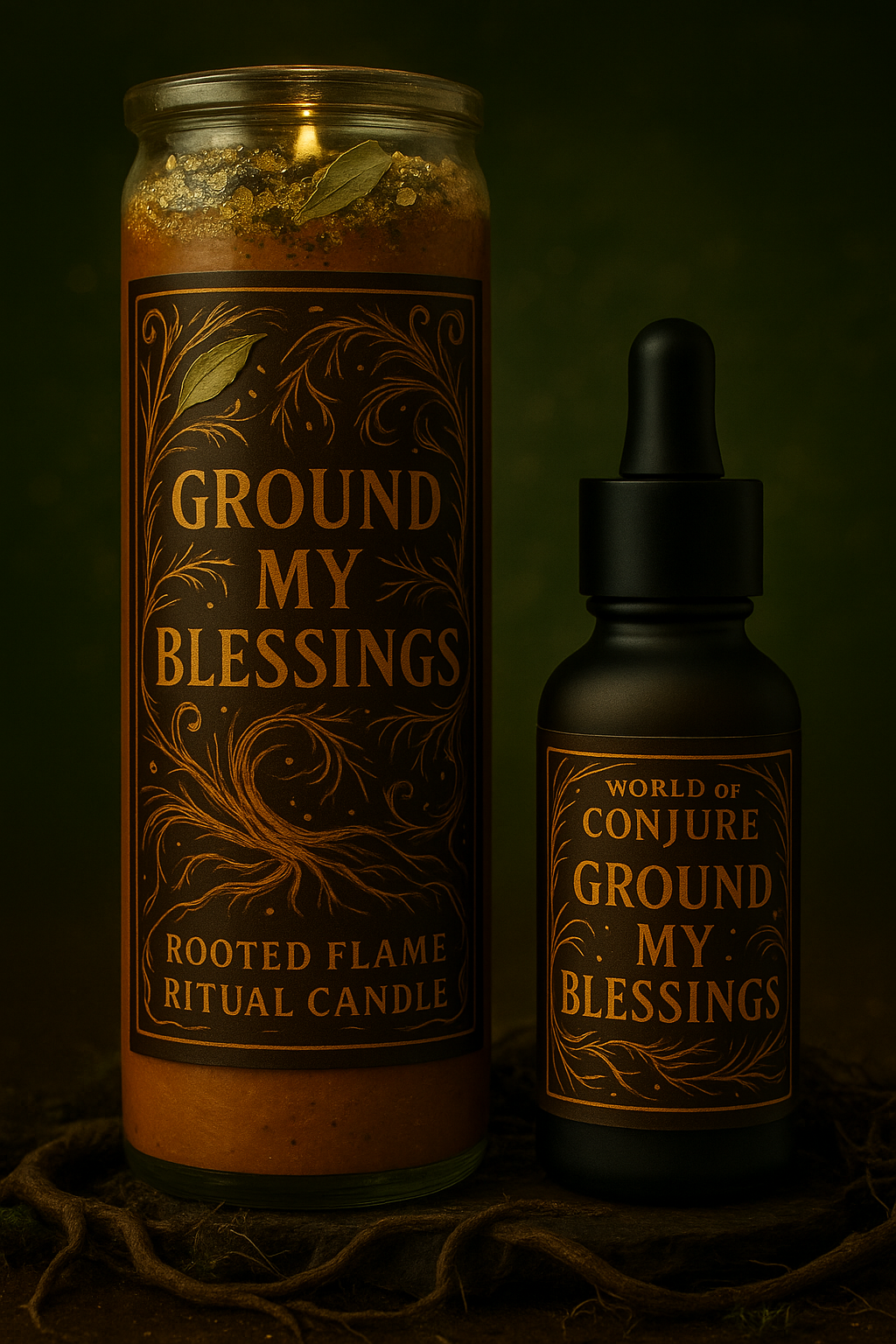 Ground My Blessings | Rooted Prosperity, Steady Success, Spiritual Stability | Rooted Flame Ritual Candle
