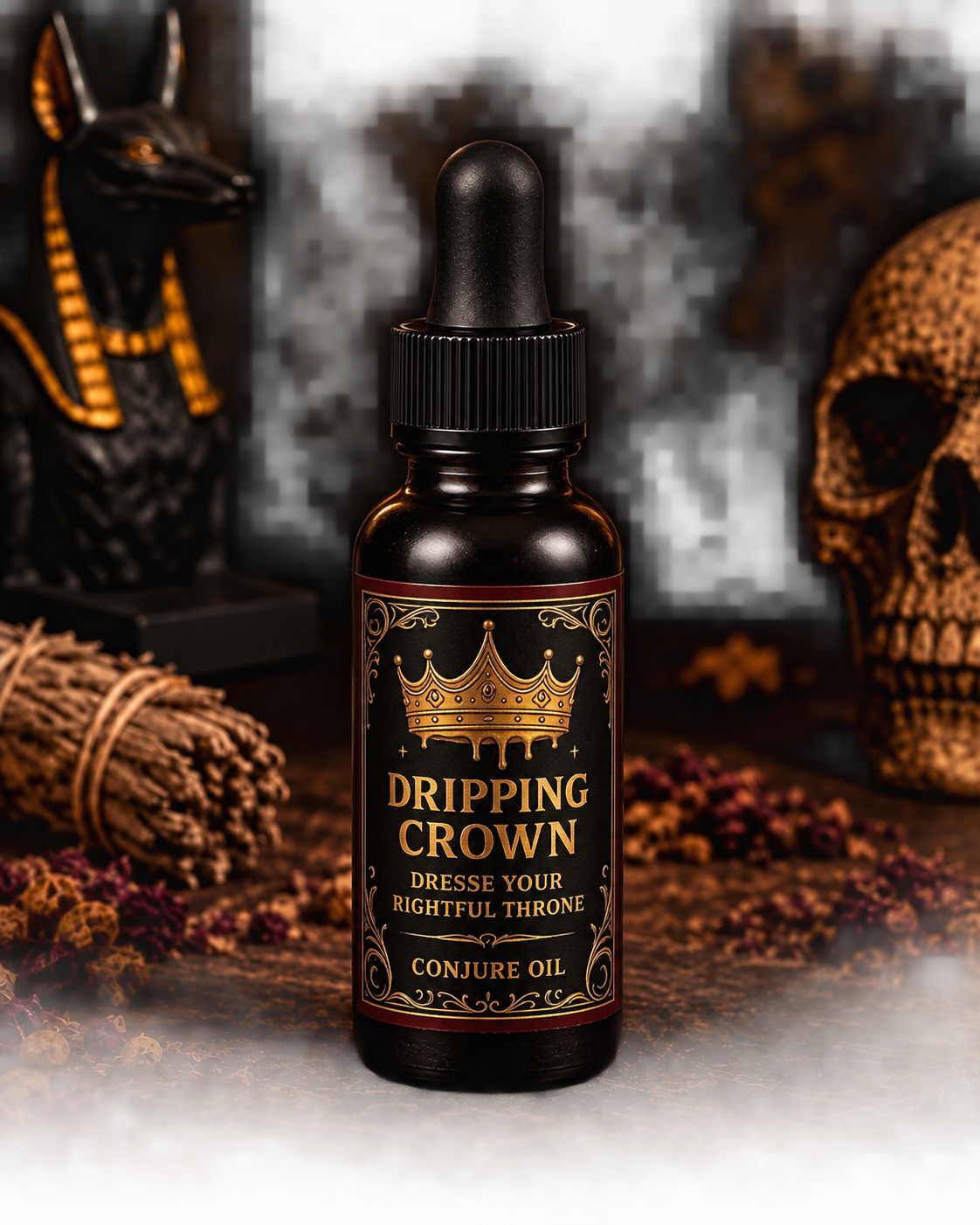 Dripping Crown Candle & Oil Duo for Wealth, Royal Power & Sweet Dominion | Boss Up Ritual